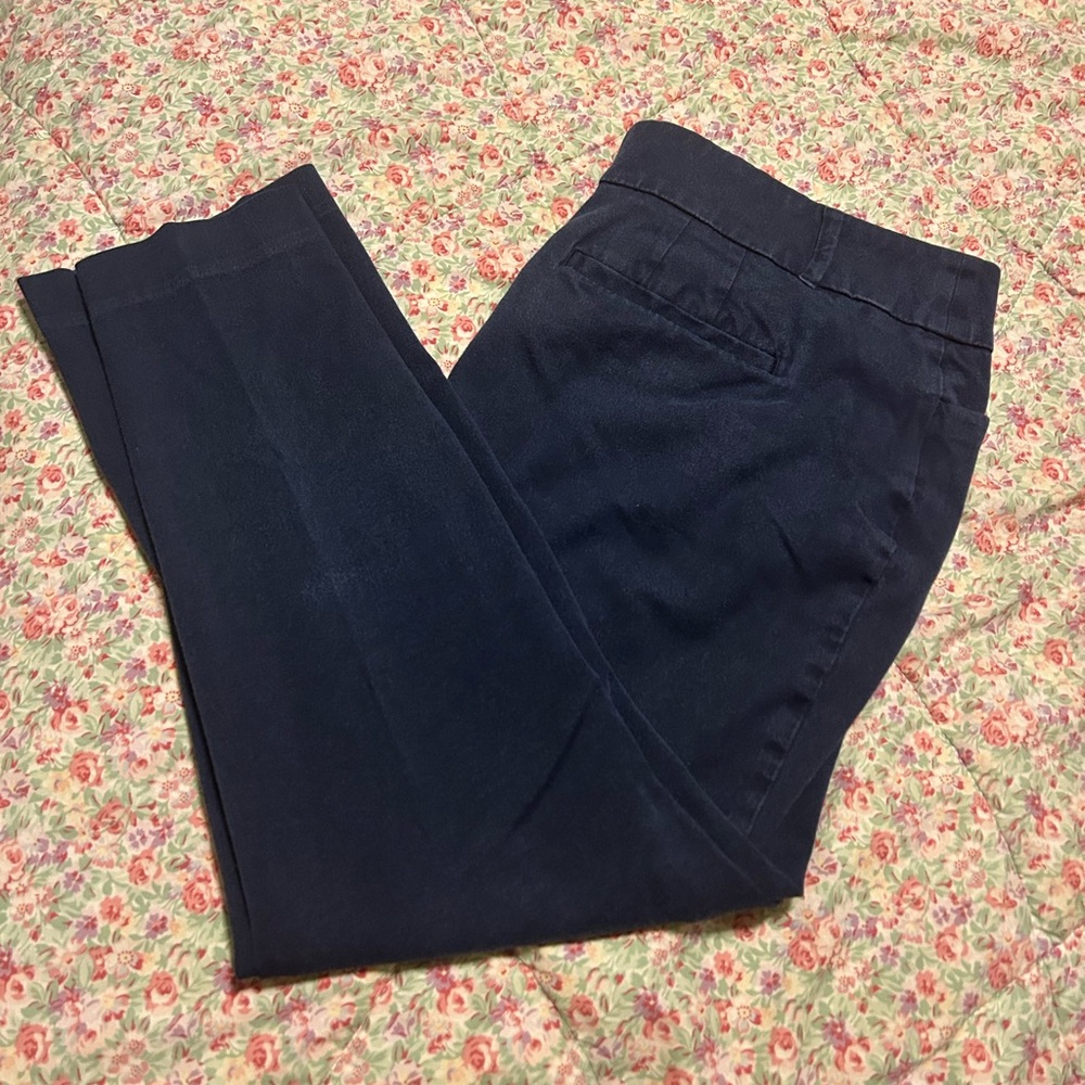 LOFT Dark Blue Curvy Skinny Ankle Dress Pants
